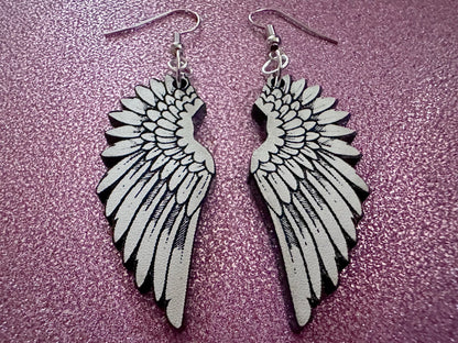 Beautiful Wing Earrings: Laser Cut Acrylic Wings, Angel Wings, White Wings, Bird Wings, Feathery Wings, Fly, Best Gifts for Her/Him/Them