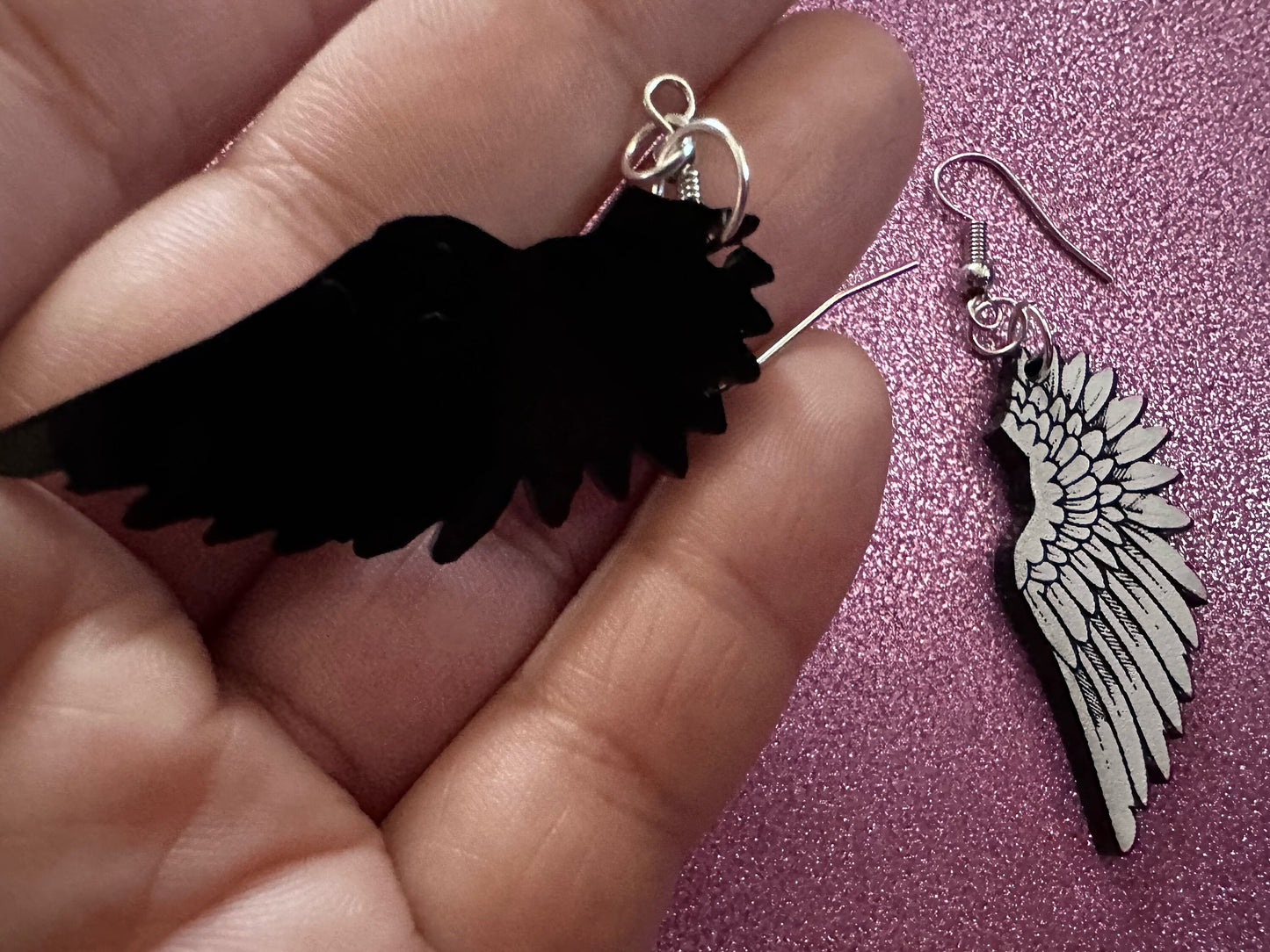 Beautiful Wing Earrings: Laser Cut Acrylic Wings, Angel Wings, White Wings, Bird Wings, Feathery Wings, Fly, Best Gifts for Her/Him/Them