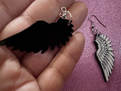 Beautiful Wing Earrings: Laser Cut Acrylic Wings, Angel Wings, White Wings, Bird Wings, Feathery Wings, Fly, Best Gifts for Her/Him/Them