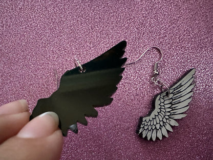 Beautiful Wing Earrings: Laser Cut Acrylic Wings, Angel Wings, White Wings, Bird Wings, Feathery Wings, Fly, Best Gifts for Her/Him/Them