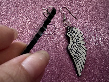 Beautiful Wing Earrings: Laser Cut Acrylic Wings, Angel Wings, White Wings, Bird Wings, Feathery Wings, Fly, Best Gifts for Her/Him/Them
