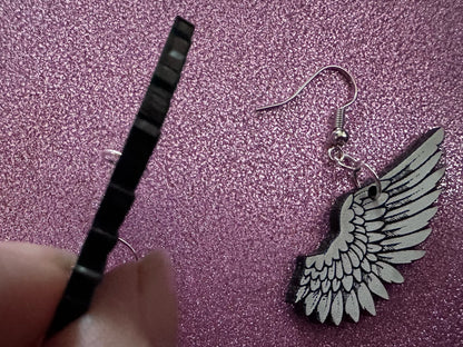 Beautiful Wing Earrings: Laser Cut Acrylic Wings, Angel Wings, White Wings, Bird Wings, Feathery Wings, Fly, Best Gifts for Her/Him/Them