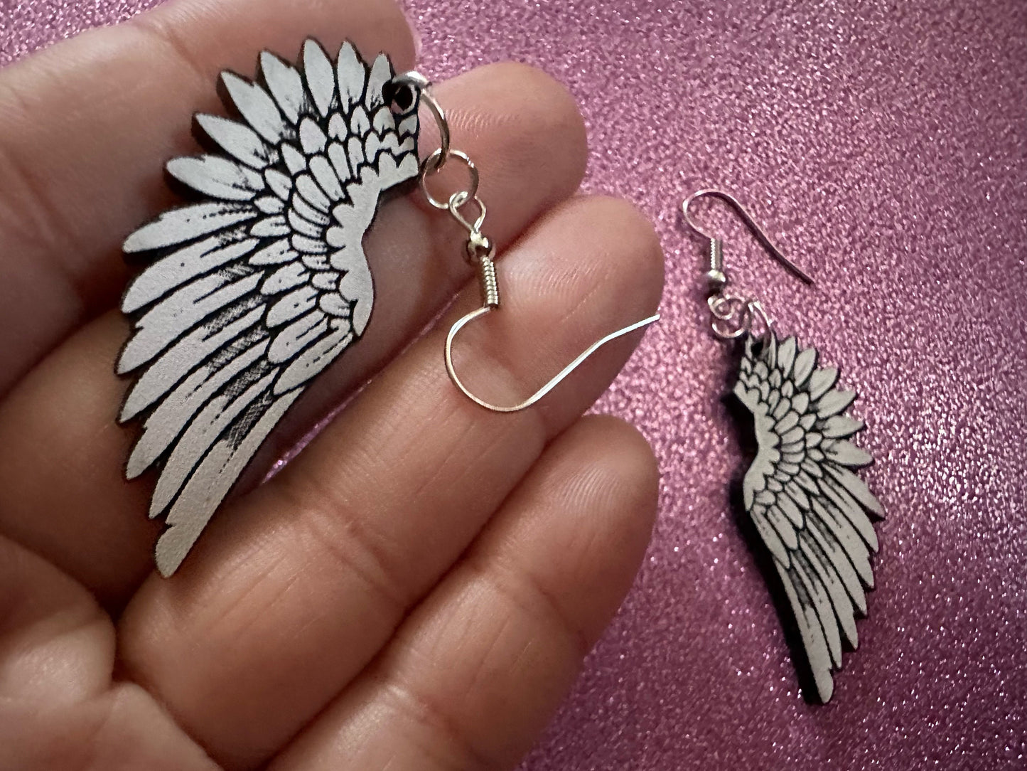 Beautiful Wing Earrings: Laser Cut Acrylic Wings, Angel Wings, White Wings, Bird Wings, Feathery Wings, Fly, Best Gifts for Her/Him/Them