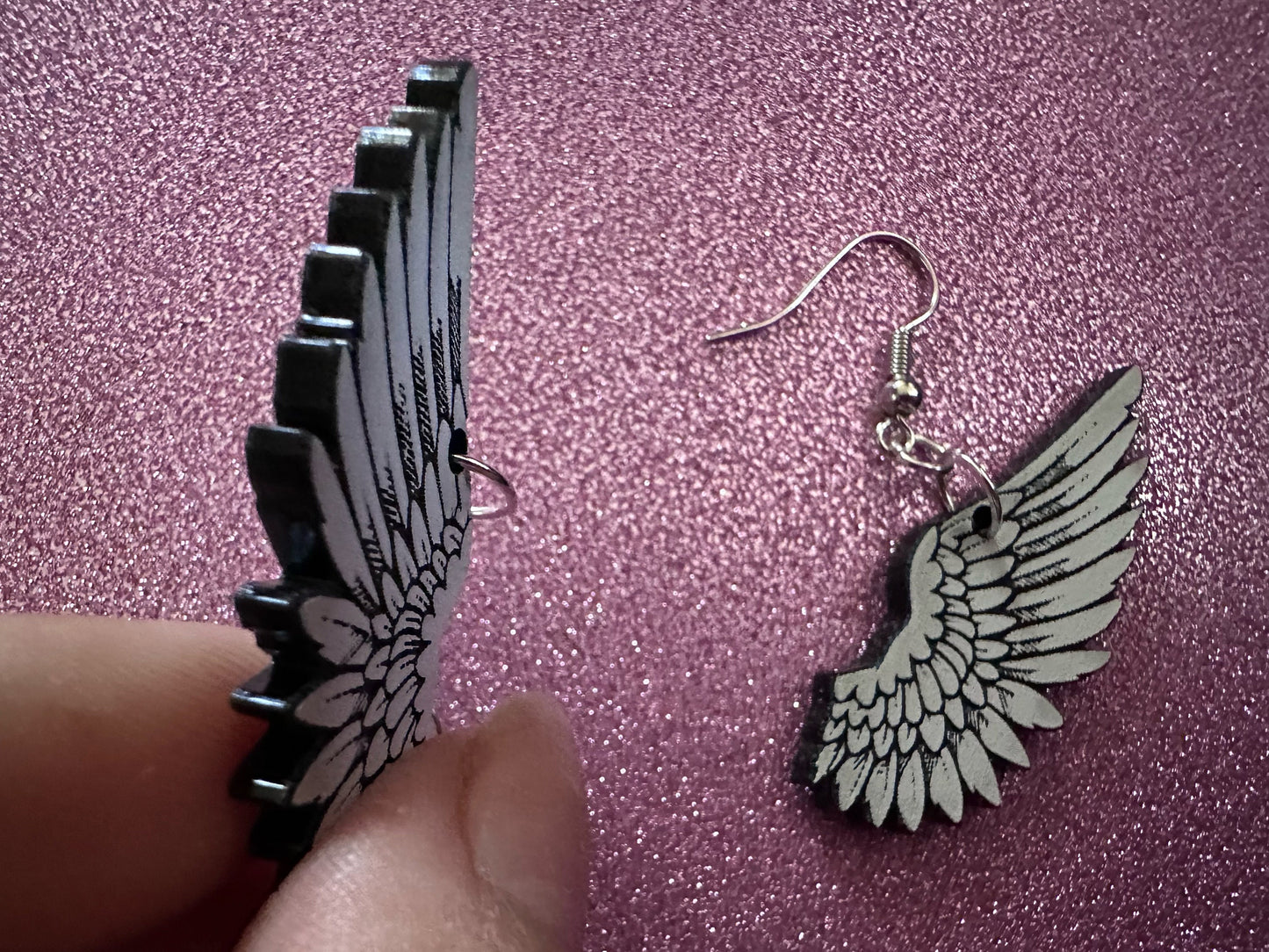 Beautiful Wing Earrings: Laser Cut Acrylic Wings, Angel Wings, White Wings, Bird Wings, Feathery Wings, Fly, Best Gifts for Her/Him/Them