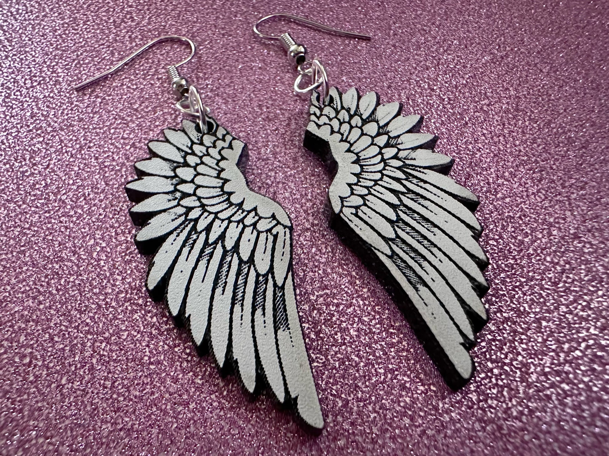 Beautiful Wing Earrings: Laser Cut Acrylic Wings, Angel Wings, White Wings, Bird Wings, Feathery Wings, Fly, Best Gifts for Her/Him/Them