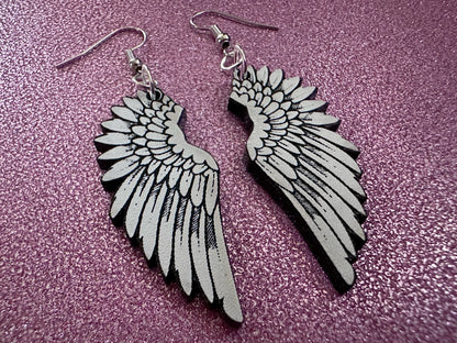 Beautiful Wing Earrings: Laser Cut Acrylic Wings, Angel Wings, White Wings, Bird Wings, Feathery Wings, Fly, Best Gifts for Her/Him/Them