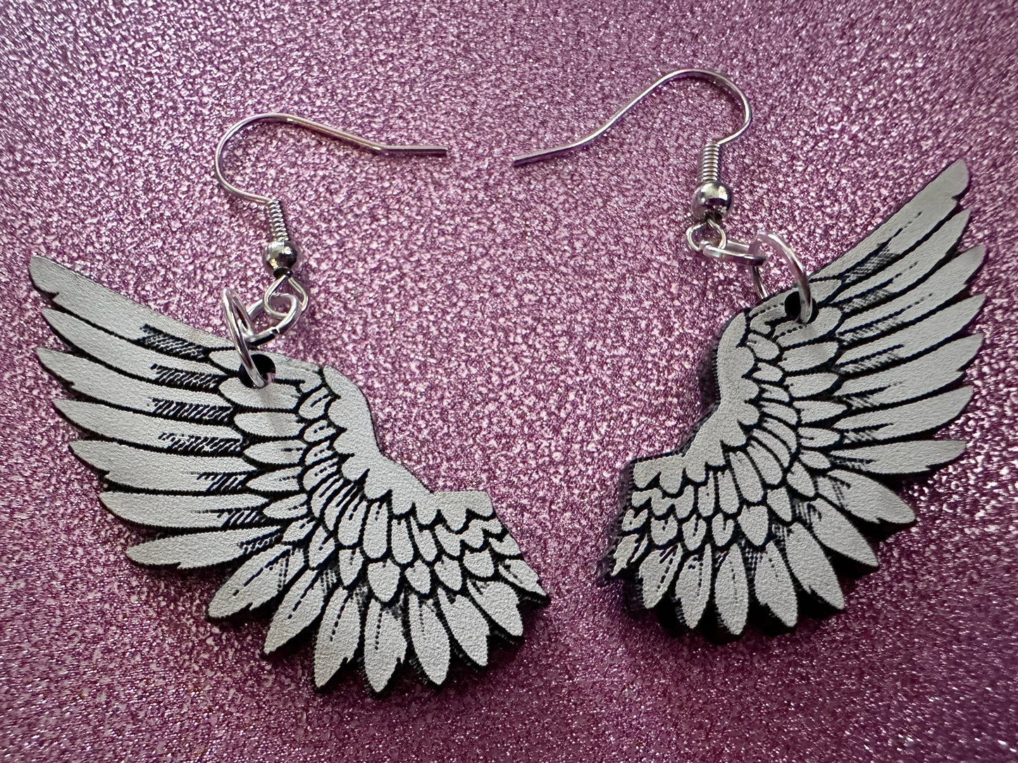 Beautiful Wing Earrings: Laser Cut Acrylic Wings, Angel Wings, White Wings, Bird Wings, Feathery Wings, Fly, Best Gifts for Her/Him/Them