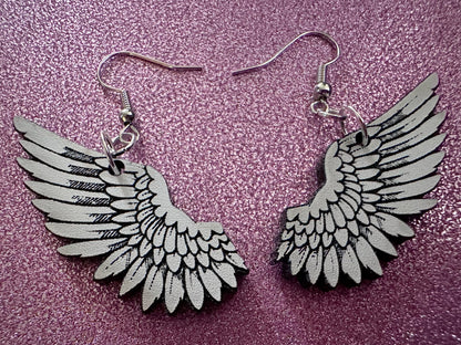 Beautiful Wing Earrings: Laser Cut Acrylic Wings, Angel Wings, White Wings, Bird Wings, Feathery Wings, Fly, Best Gifts for Her/Him/Them