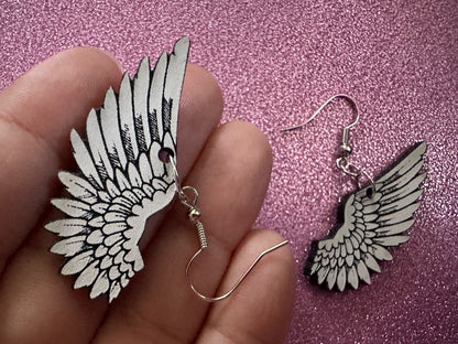 Beautiful Wing Earrings: Laser Cut Acrylic Wings, Angel Wings, White Wings, Bird Wings, Feathery Wings, Fly, Best Gifts for Her/Him/Them