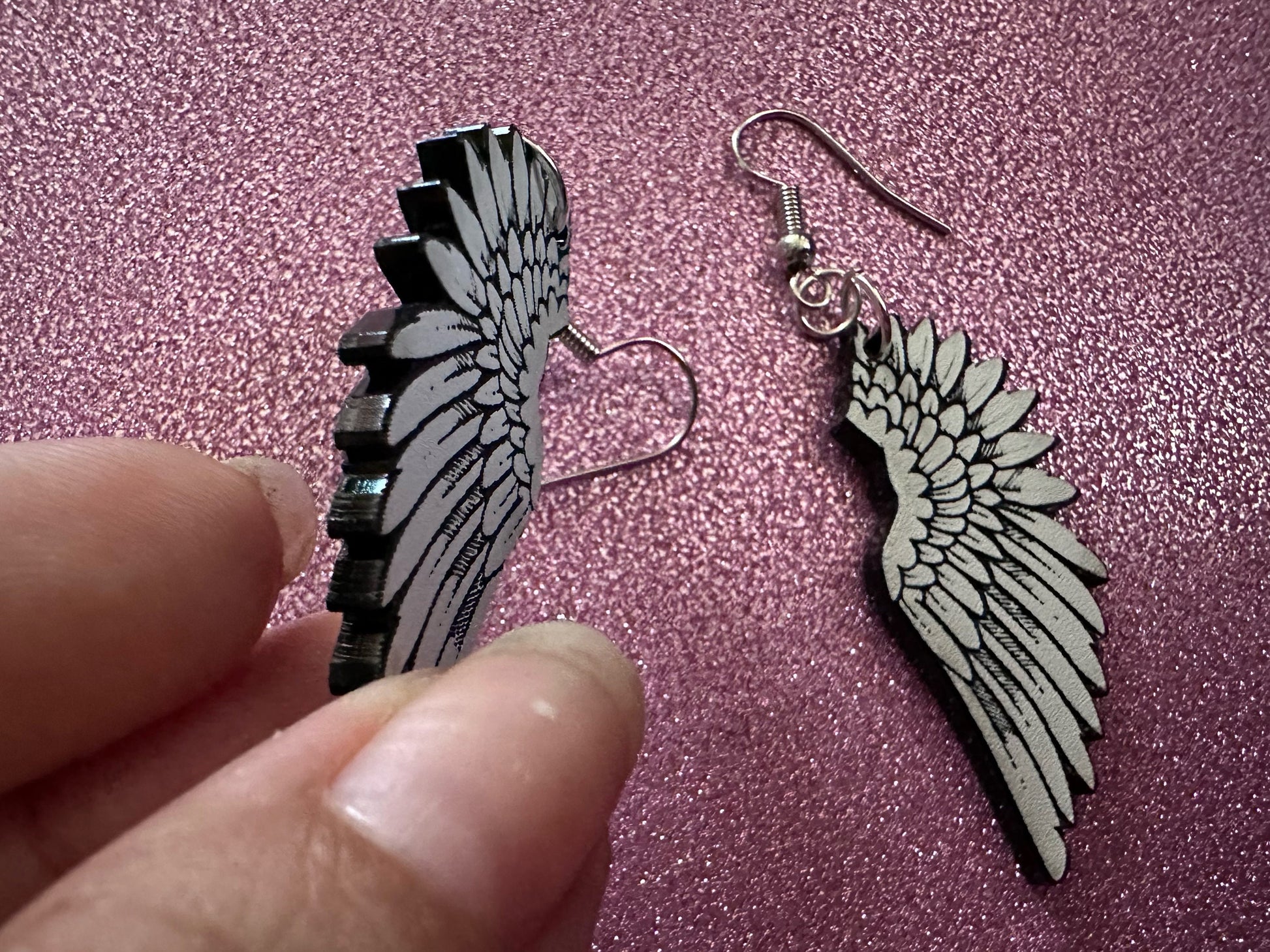 Beautiful Wing Earrings: Laser Cut Acrylic Wings, Angel Wings, White Wings, Bird Wings, Feathery Wings, Fly, Best Gifts for Her/Him/Them