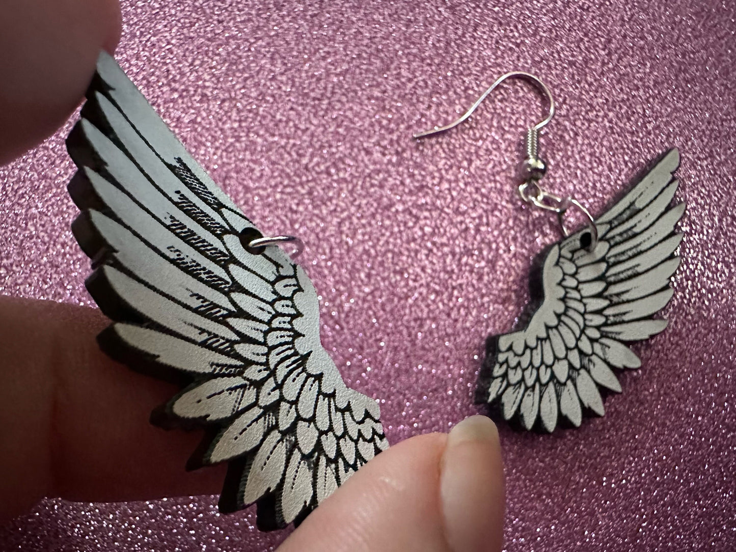 Beautiful Wing Earrings: Laser Cut Acrylic Wings, Angel Wings, White Wings, Bird Wings, Feathery Wings, Fly, Best Gifts for Her/Him/Them