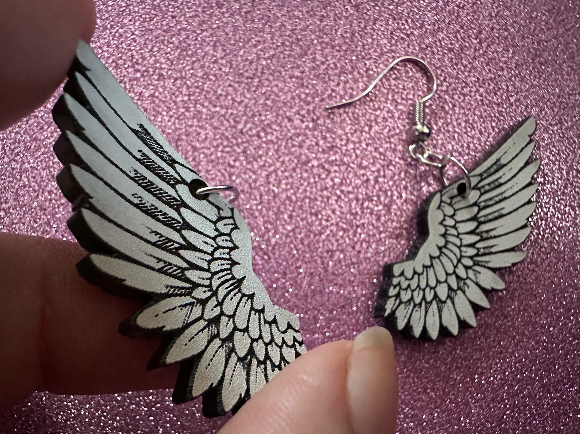 Beautiful Wing Earrings: Laser Cut Acrylic Wings, Angel Wings, White Wings, Bird Wings, Feathery Wings, Fly, Best Gifts for Her/Him/Them