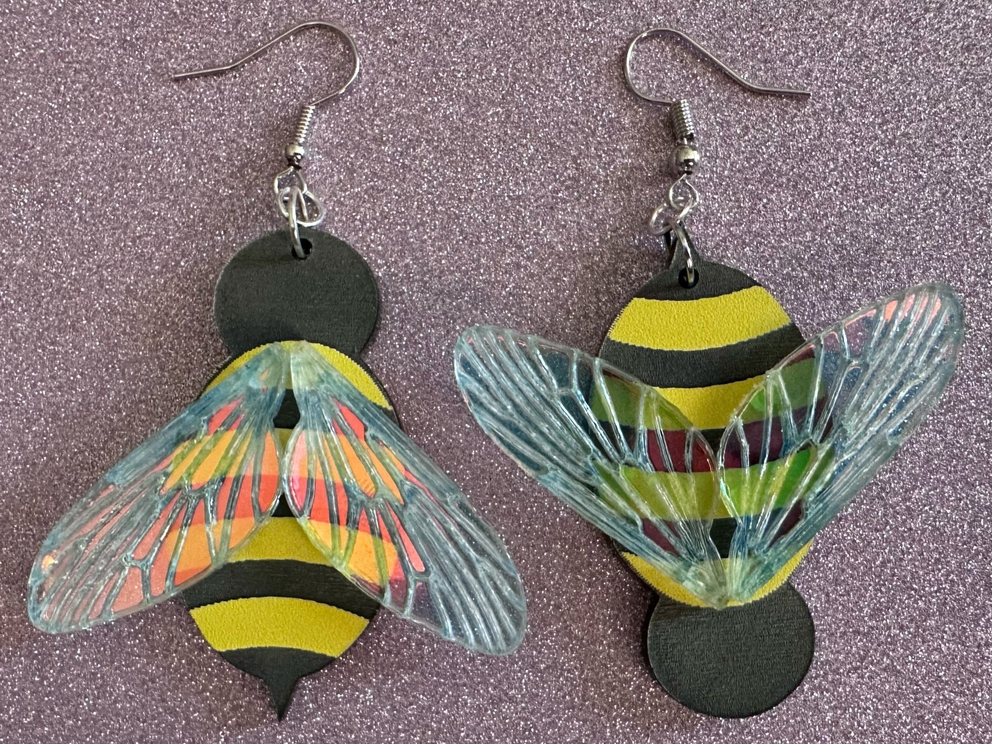 Bee Earrings: Laser Cut Acrylic Honey Bees, Bumblebees, Bumble Bees, Honeybees, Insects, Honey, Yellow, Hive, Best Gifts for Her/Him/Them