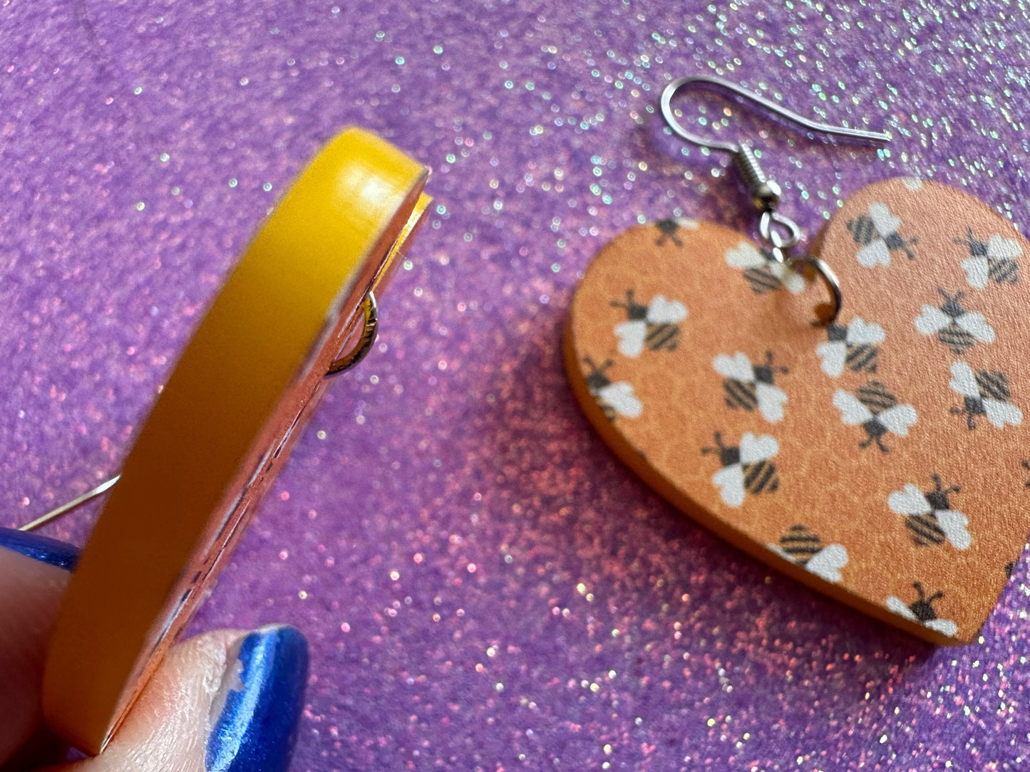 Bee Earrings: Laser Cut Acrylic Honey Bees, Bumblebees, Bumble Bees, Honeybees, Insects, Honey, Yellow, Hive, Best Gifts for Her/Him/Them