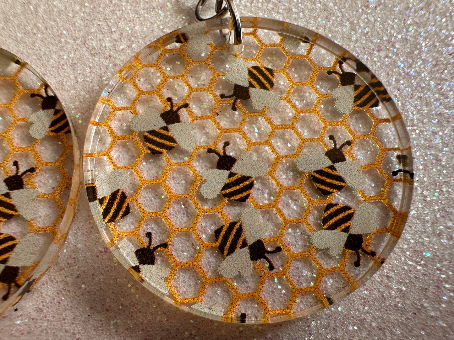Bee Earrings: Laser Cut Acrylic Honey Bees, Bumblebees, Bumble Bees, Honeybees, Insects, Honey, Yellow, Hive, Best Gifts for Her/Him/Them