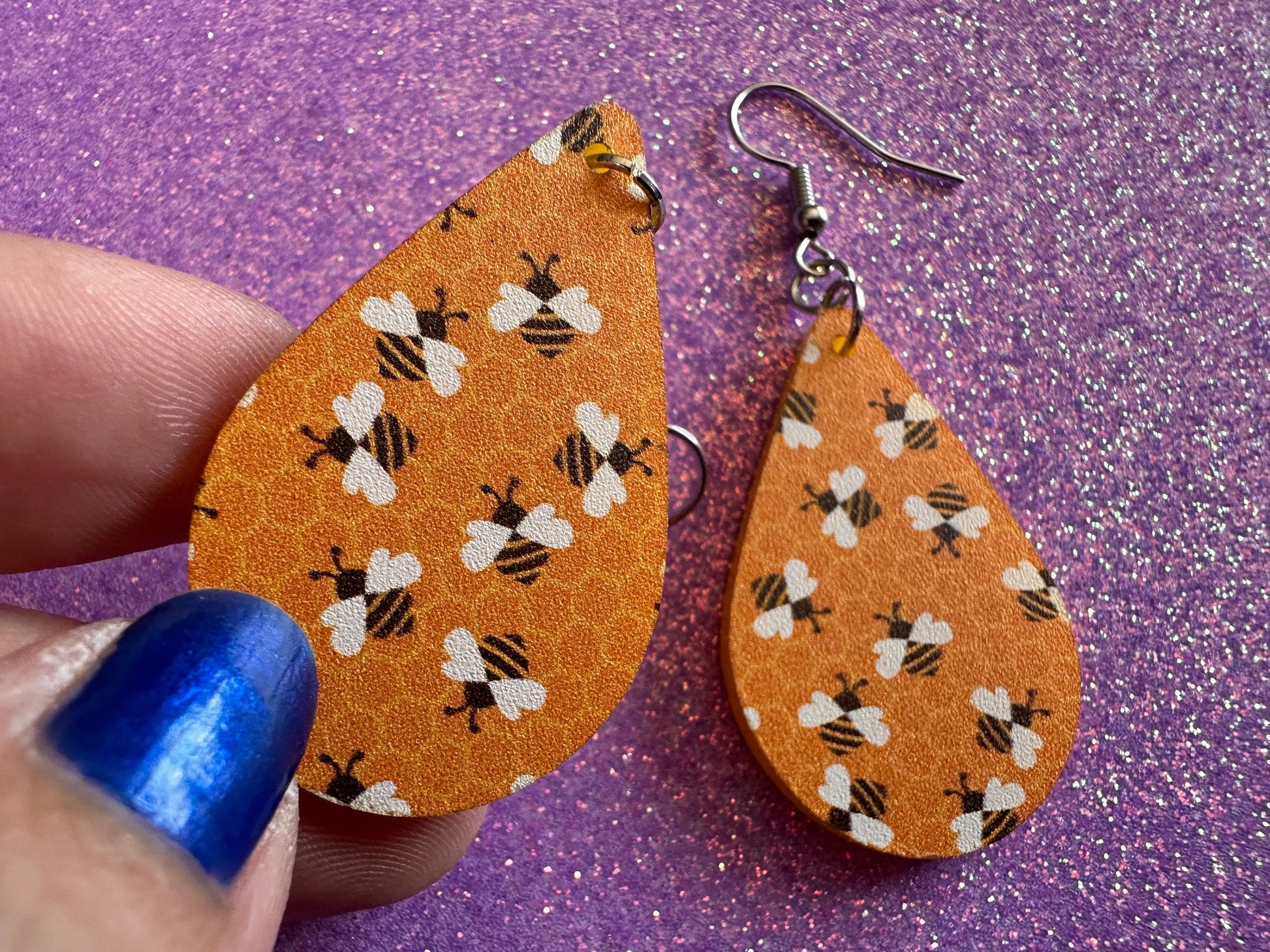 Bee Earrings: Laser Cut Acrylic Honey Bees, Bumblebees, Bumble Bees, Honeybees, Insects, Honey, Yellow, Hive, Best Gifts for Her/Him/Them
