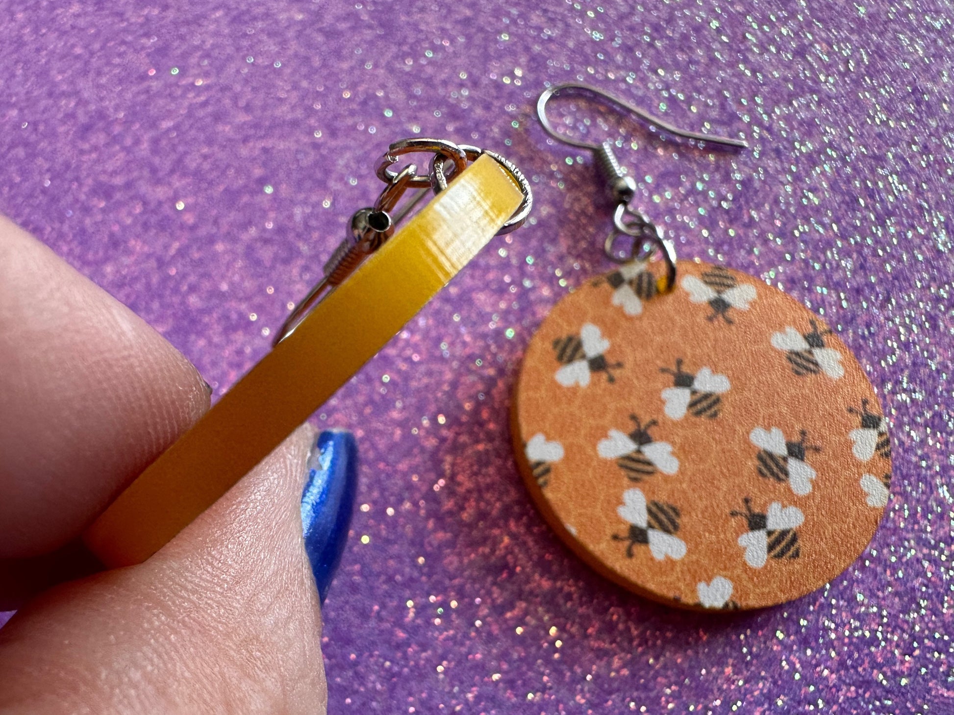 Bee Earrings: Laser Cut Acrylic Honey Bees, Bumblebees, Bumble Bees, Honeybees, Insects, Honey, Yellow, Hive, Best Gifts for Her/Him/Them
