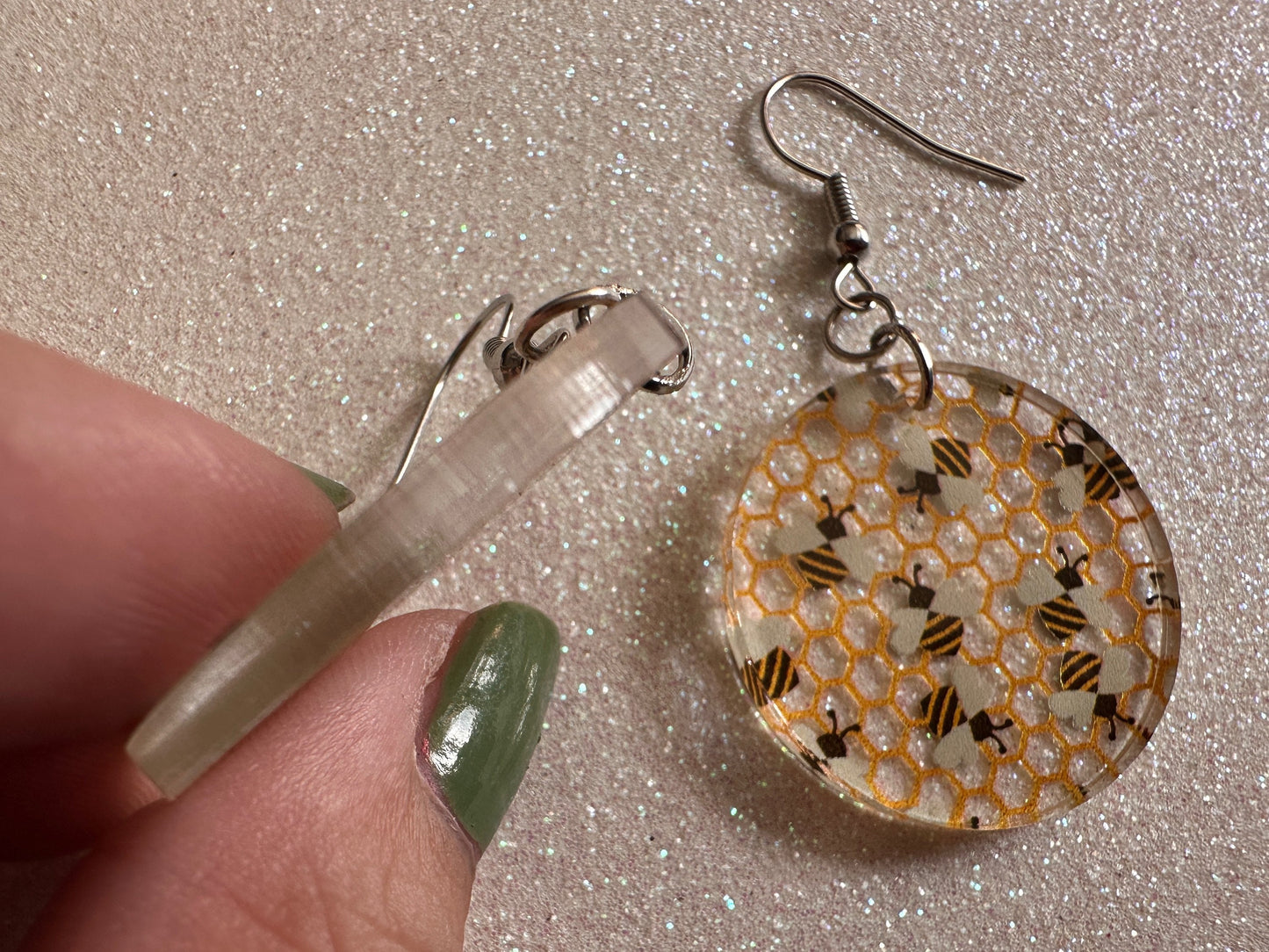 Bee Earrings: Laser Cut Acrylic Honey Bees, Bumblebees, Bumble Bees, Honeybees, Insects, Honey, Yellow, Hive, Best Gifts for Her/Him/Them