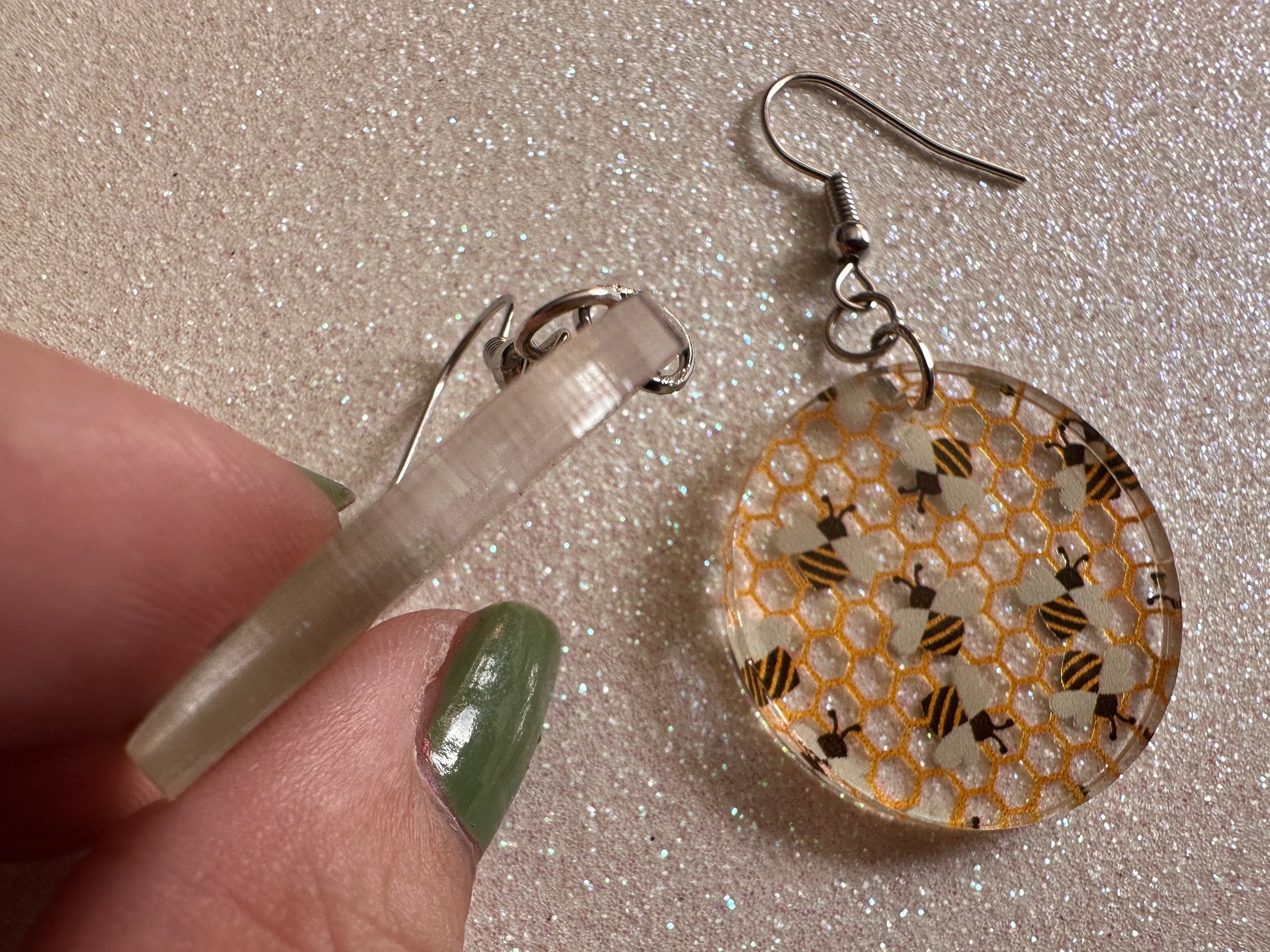 Bee Earrings: Laser Cut Acrylic Honey Bees, Bumblebees, Bumble Bees, Honeybees, Insects, Honey, Yellow, Hive, Best Gifts for Her/Him/Them