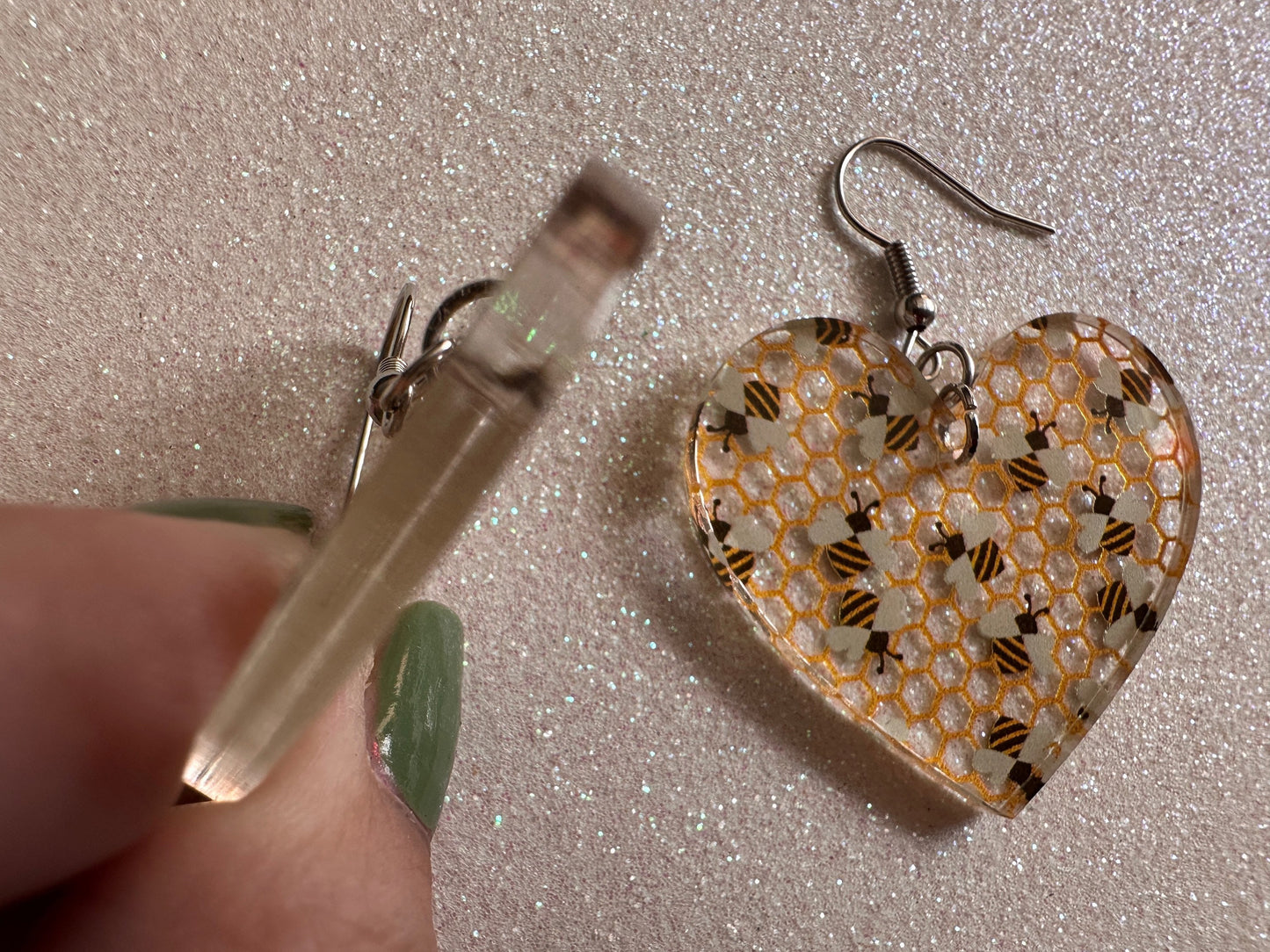 Bee Earrings: Laser Cut Acrylic Honey Bees, Bumblebees, Bumble Bees, Honeybees, Insects, Honey, Yellow, Hive, Best Gifts for Her/Him/Them