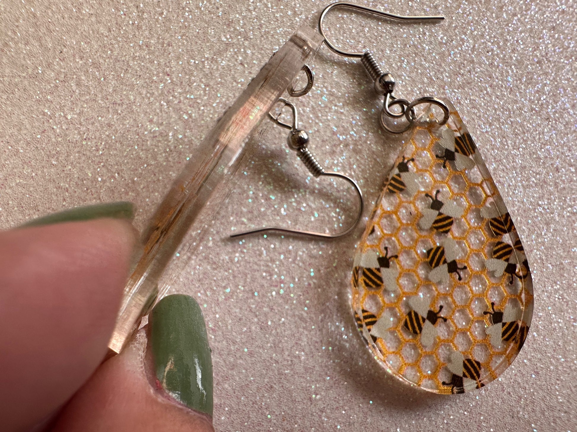 Bee Earrings: Laser Cut Acrylic Honey Bees, Bumblebees, Bumble Bees, Honeybees, Insects, Honey, Yellow, Hive, Best Gifts for Her/Him/Them