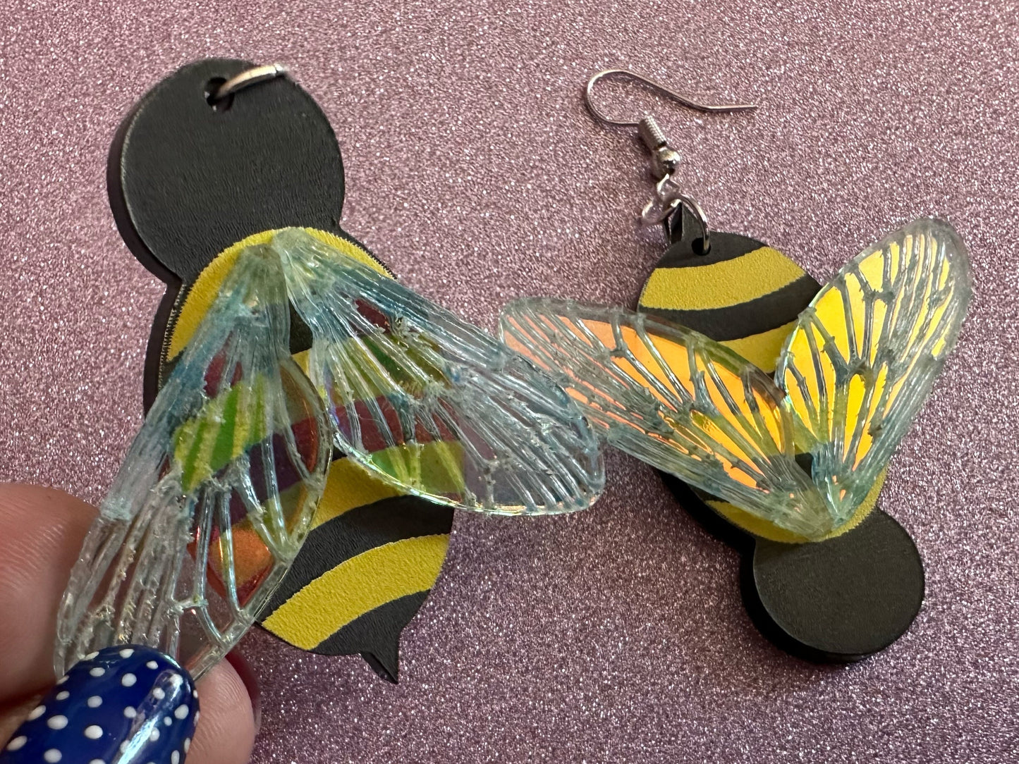 Bee Earrings: Laser Cut Acrylic Honey Bees, Bumblebees, Bumble Bees, Honeybees, Insects, Honey, Yellow, Hive, Best Gifts for Her/Him/Them
