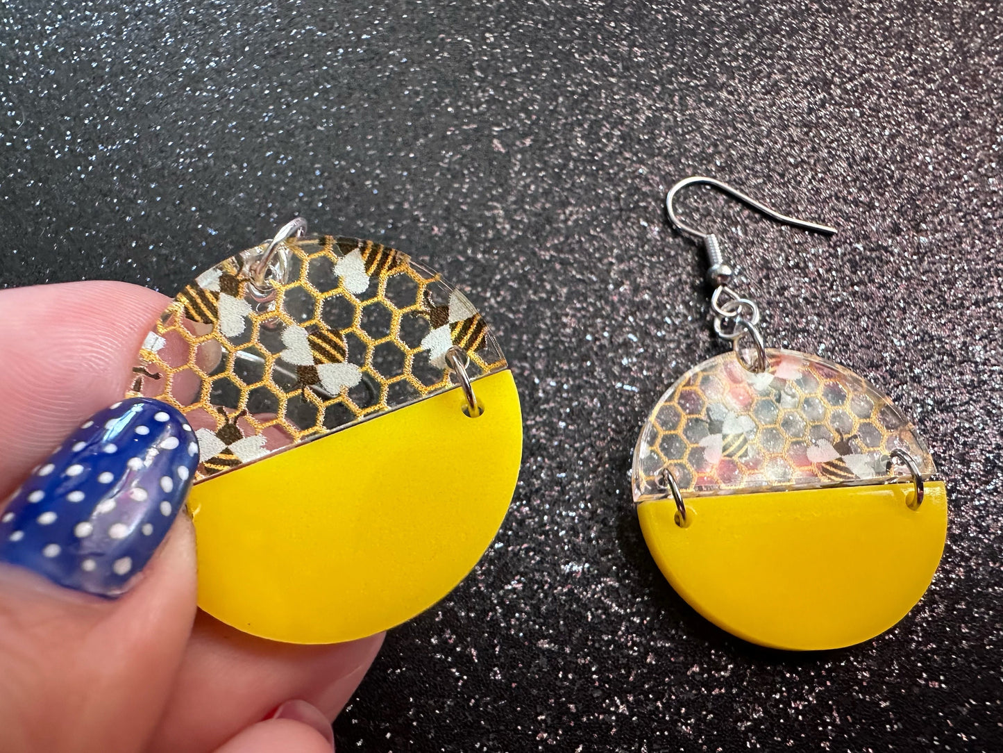 Bee Earrings: Laser Cut Acrylic Honey Bees, Bumblebees, Bumble Bees, Honeybees, Insects, Honey, Yellow, Hive, Best Gifts for Her/Him/Them