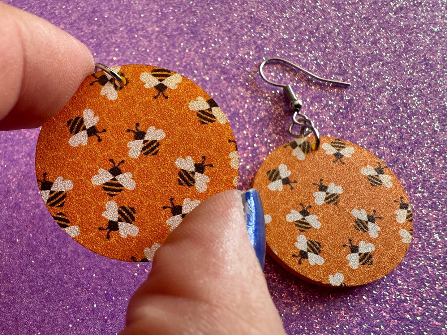 Bee Earrings: Laser Cut Acrylic Honey Bees, Bumblebees, Bumble Bees, Honeybees, Insects, Honey, Yellow, Hive, Best Gifts for Her/Him/Them