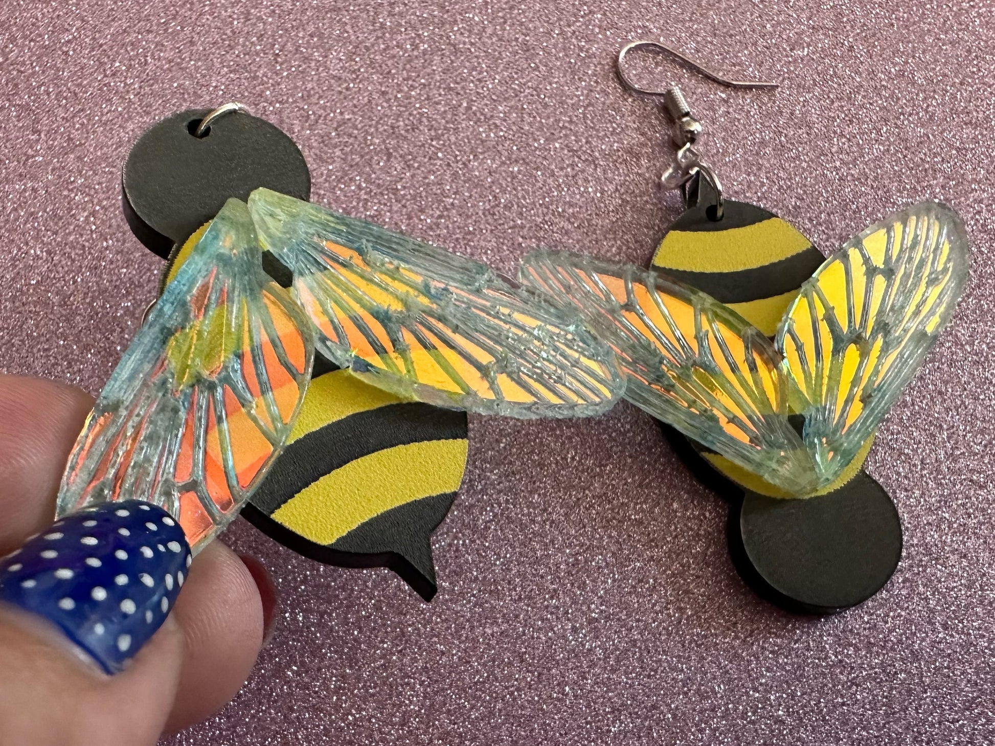 Bee Earrings: Laser Cut Acrylic Honey Bees, Bumblebees, Bumble Bees, Honeybees, Insects, Honey, Yellow, Hive, Best Gifts for Her/Him/Them