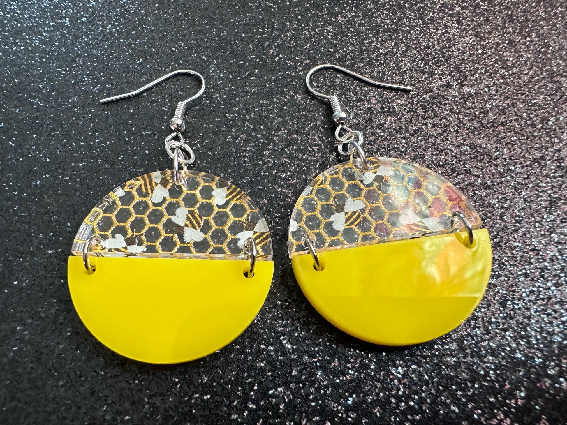 Bee Earrings: Laser Cut Acrylic Honey Bees, Bumblebees, Bumble Bees, Honeybees, Insects, Honey, Yellow, Hive, Best Gifts for Her/Him/Them