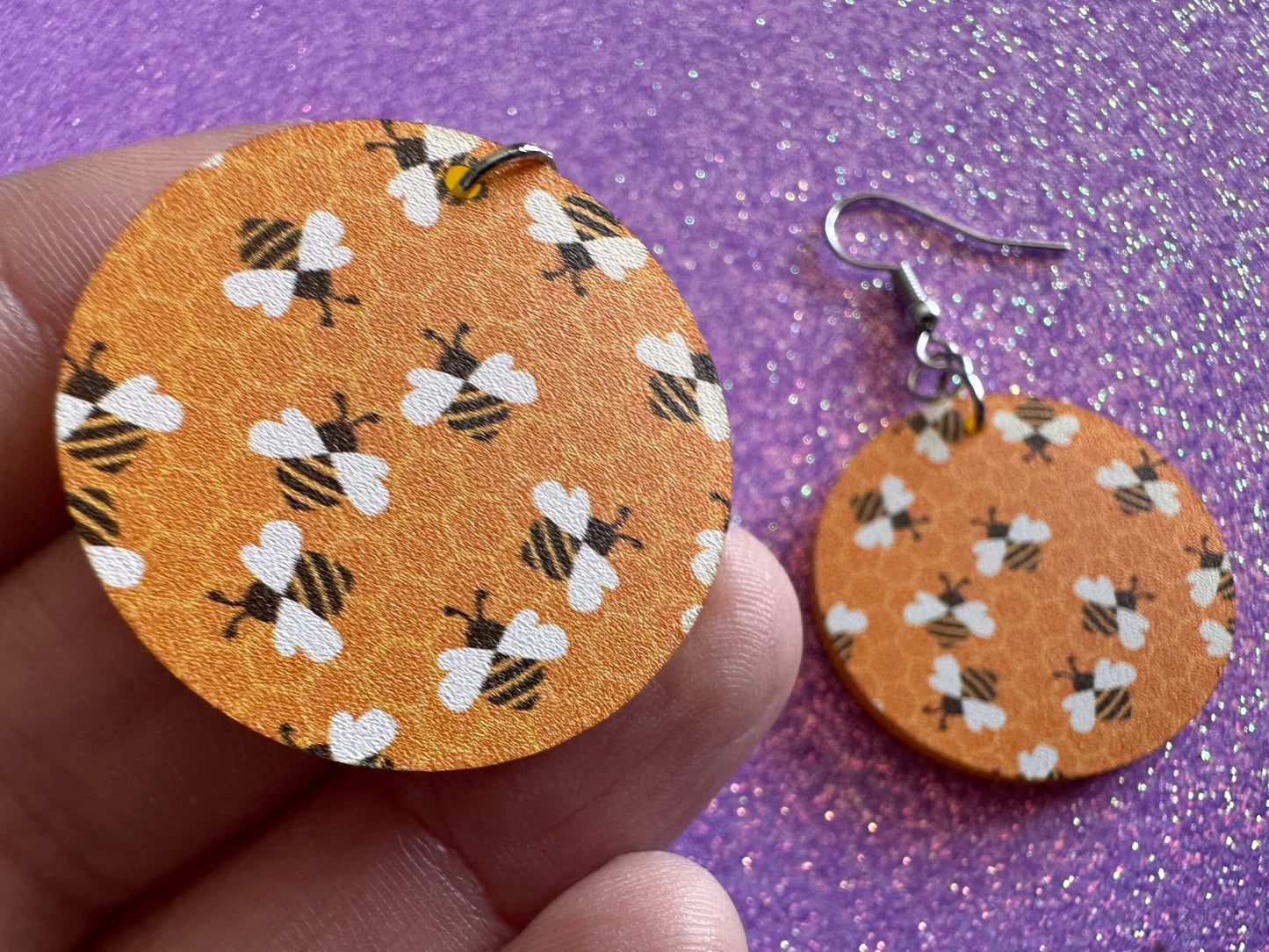 Bee Earrings: Laser Cut Acrylic Honey Bees, Bumblebees, Bumble Bees, Honeybees, Insects, Honey, Yellow, Hive, Best Gifts for Her/Him/Them