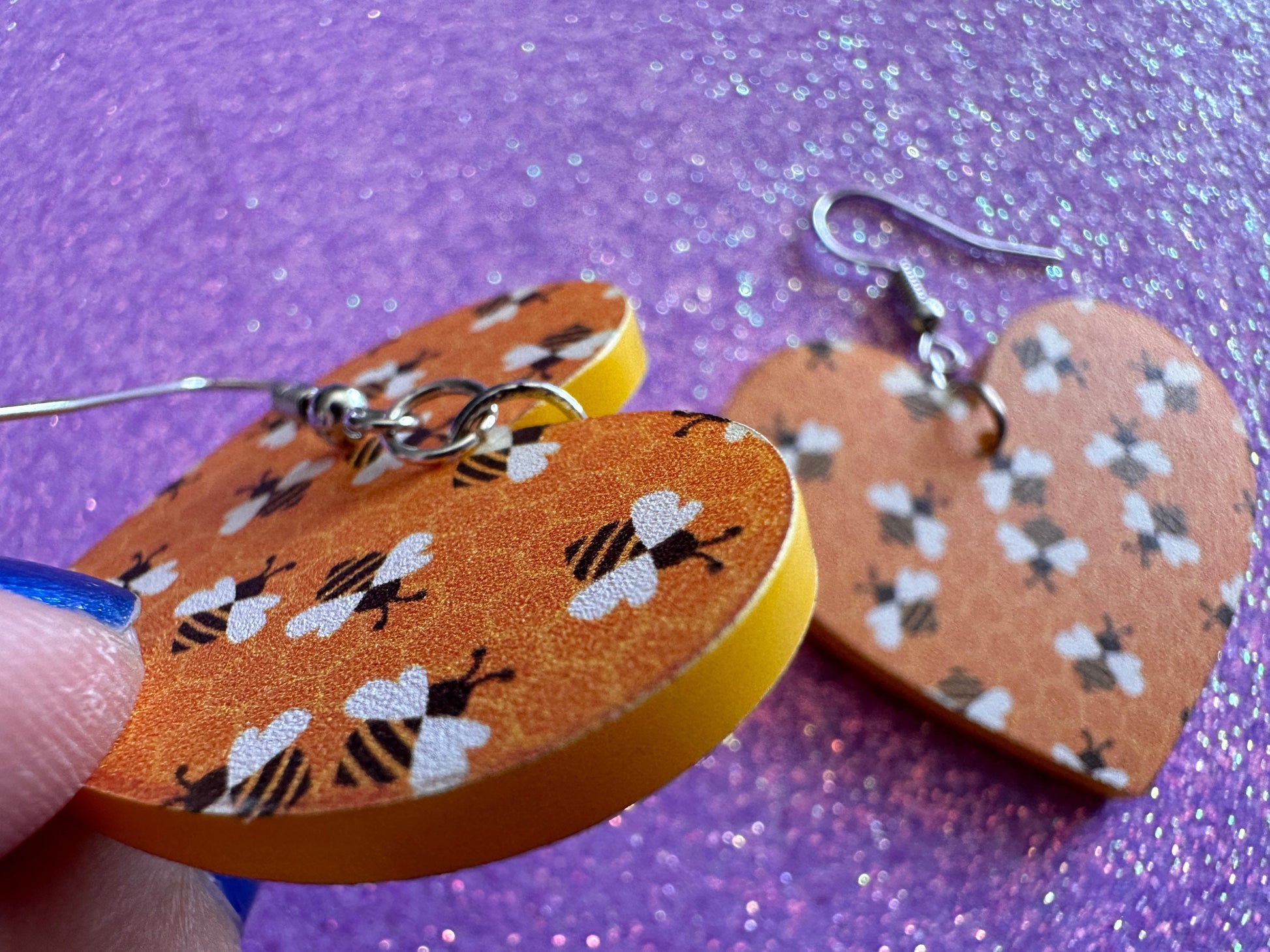 Bee Earrings: Laser Cut Acrylic Honey Bees, Bumblebees, Bumble Bees, Honeybees, Insects, Honey, Yellow, Hive, Best Gifts for Her/Him/Them