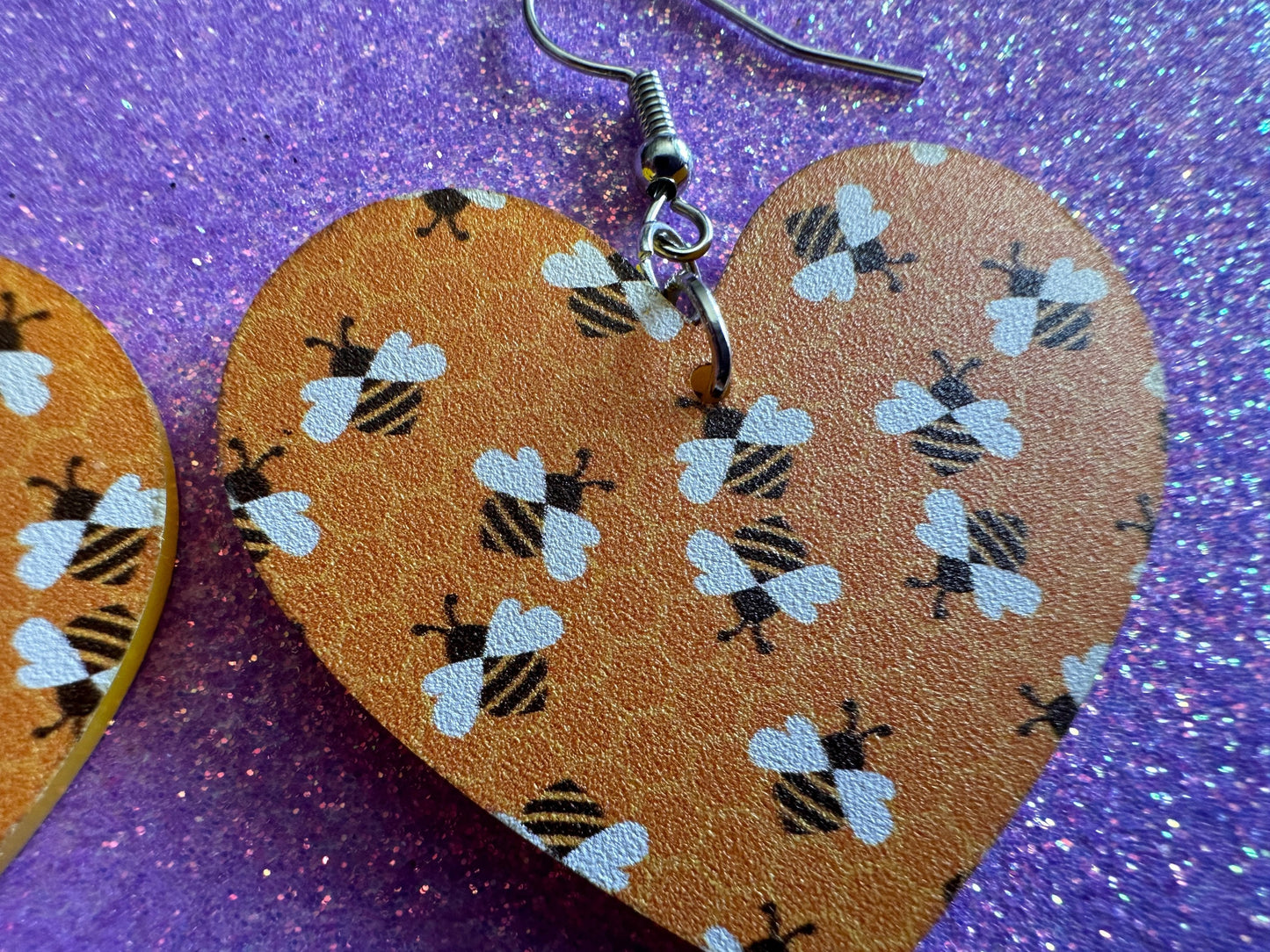 Bee Earrings: Laser Cut Acrylic Honey Bees, Bumblebees, Bumble Bees, Honeybees, Insects, Honey, Yellow, Hive, Best Gifts for Her/Him/Them