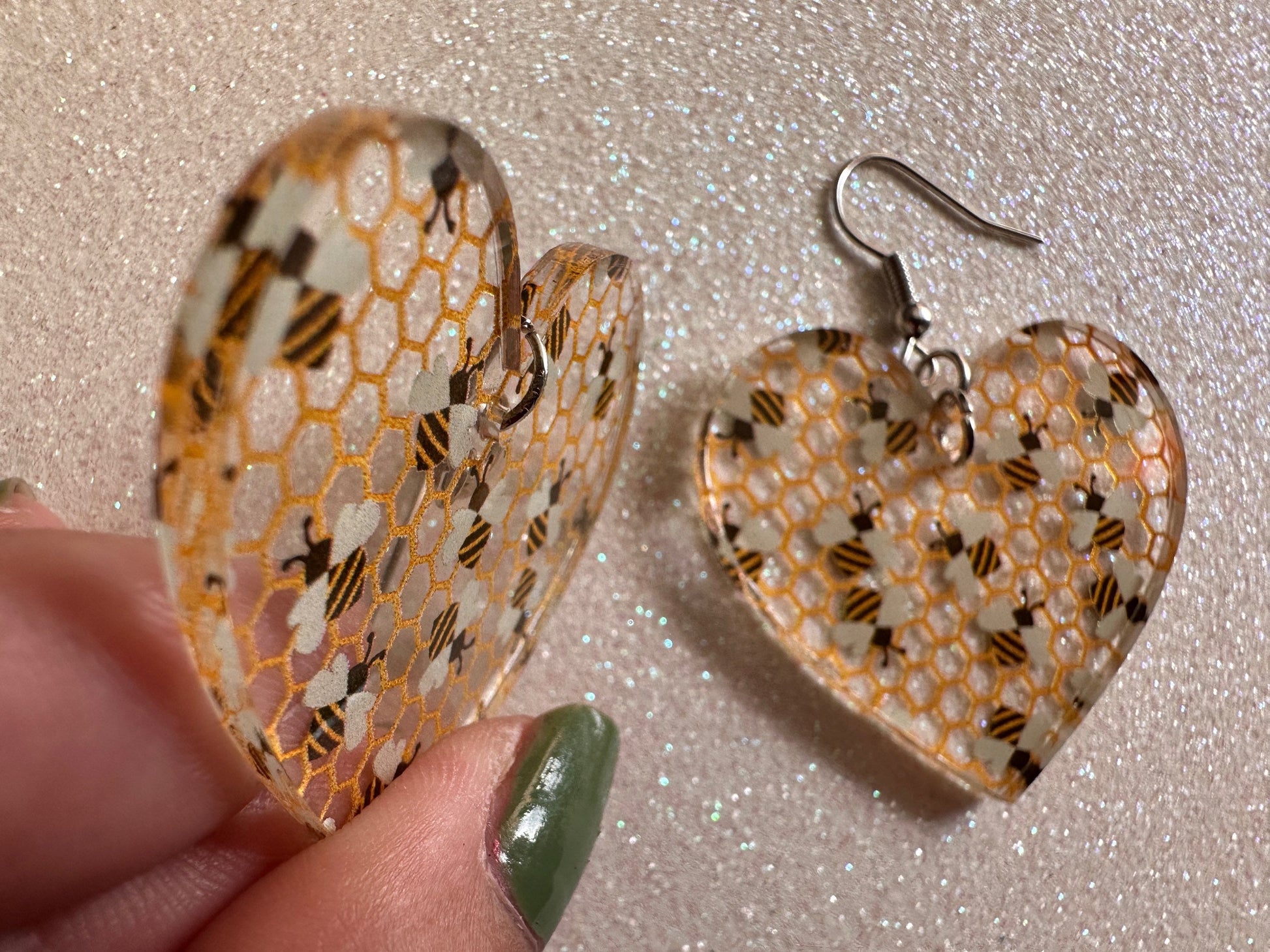 Bee Earrings: Laser Cut Acrylic Honey Bees, Bumblebees, Bumble Bees, Honeybees, Insects, Honey, Yellow, Hive, Best Gifts for Her/Him/Them