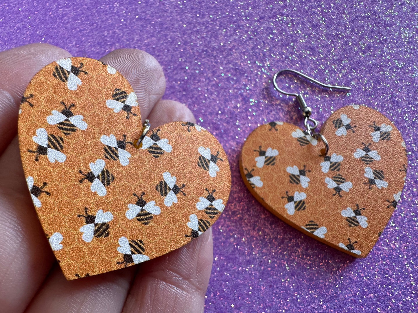 Bee Earrings: Laser Cut Acrylic Honey Bees, Bumblebees, Bumble Bees, Honeybees, Insects, Honey, Yellow, Hive, Best Gifts for Her/Him/Them