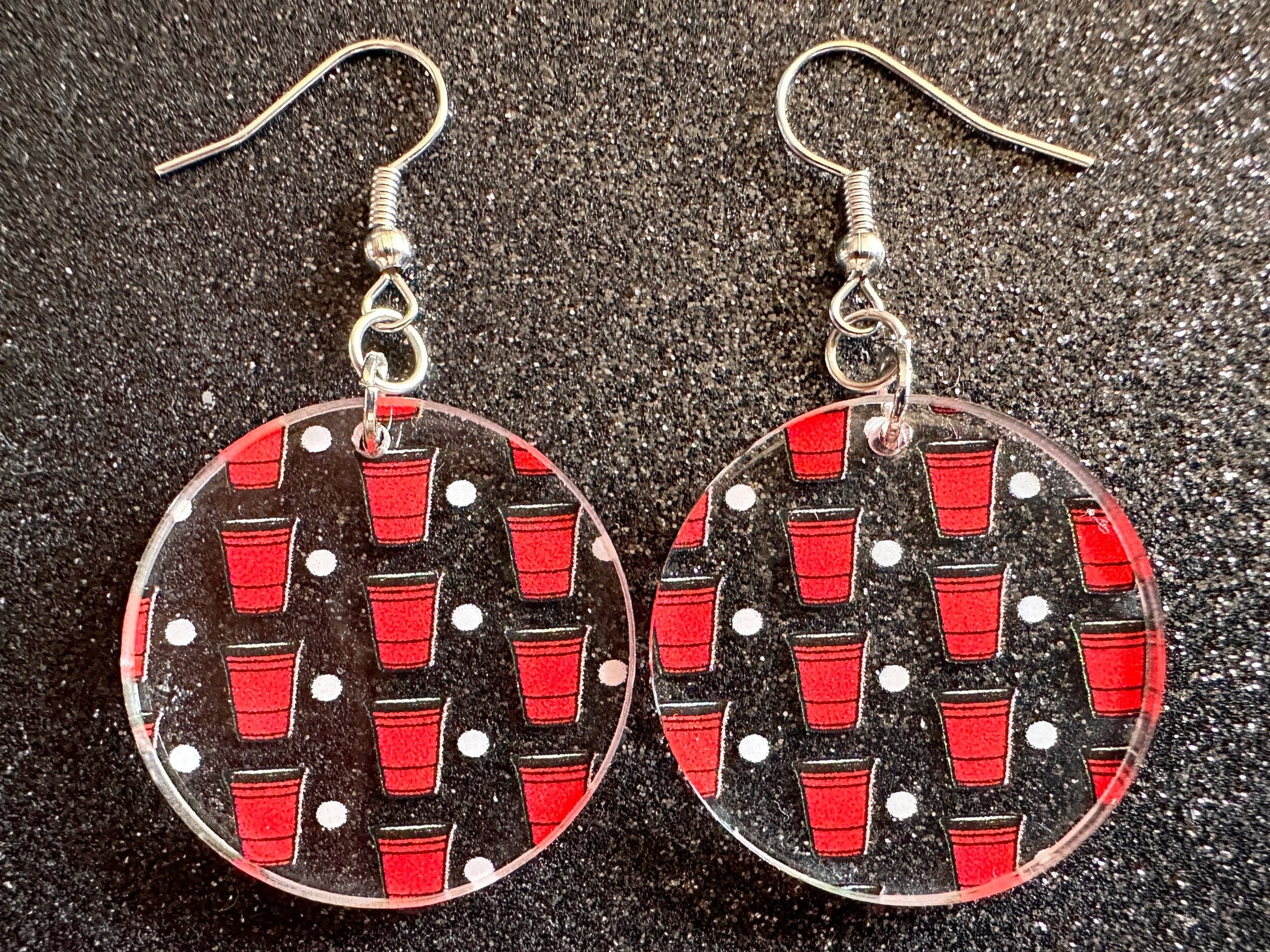 Beer Pong Earrings: Laser Cut Acrylic Solo Cups & Ping Pong Balls, Party Sports, College, Drinking Game, Fun, Best Gifts for Her/Him/Them