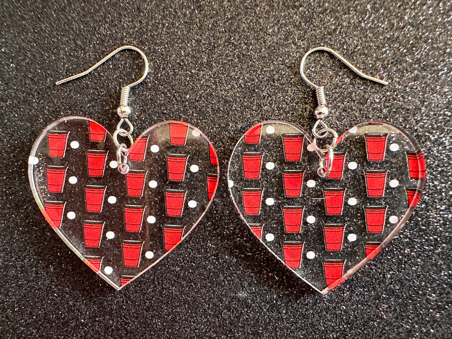 Beer Pong Earrings: Laser Cut Acrylic Solo Cups & Ping Pong Balls, Party Sports, College, Drinking Game, Fun, Best Gifts for Her/Him/Them