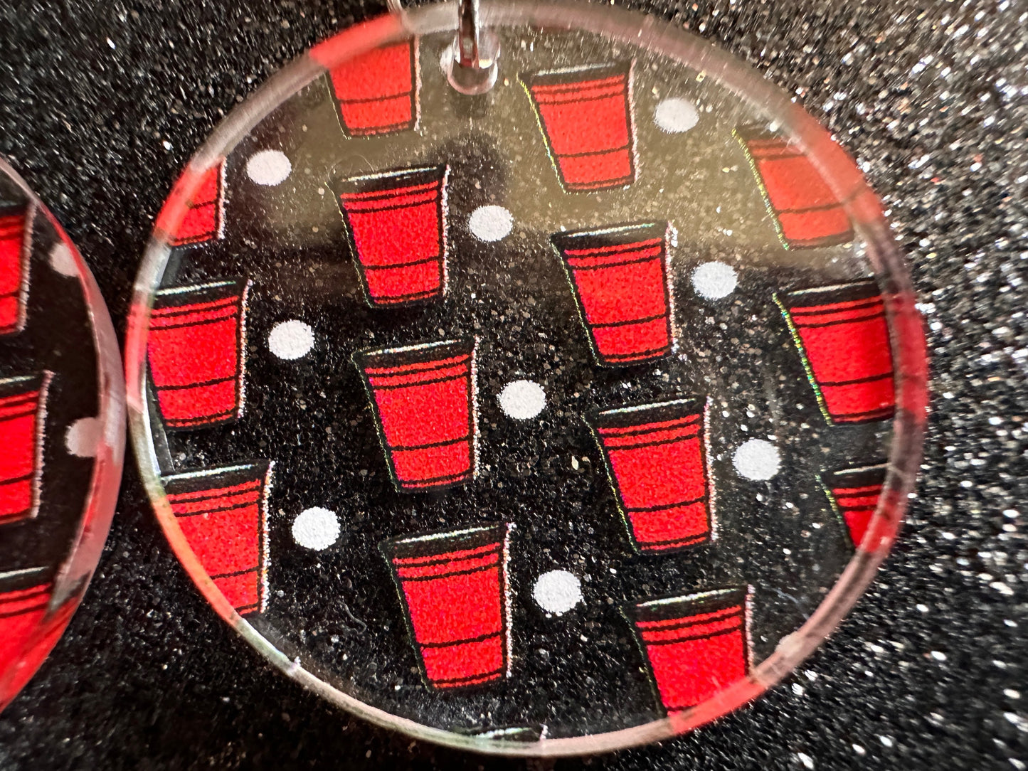 Beer Pong Earrings: Laser Cut Acrylic Solo Cups & Ping Pong Balls, Party Sports, College, Drinking Game, Fun, Best Gifts for Her/Him/Them