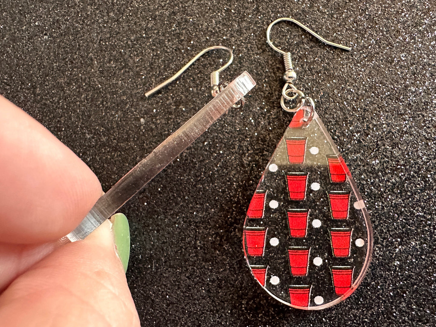 Beer Pong Earrings: Laser Cut Acrylic Solo Cups & Ping Pong Balls, Party Sports, College, Drinking Game, Fun, Best Gifts for Her/Him/Them