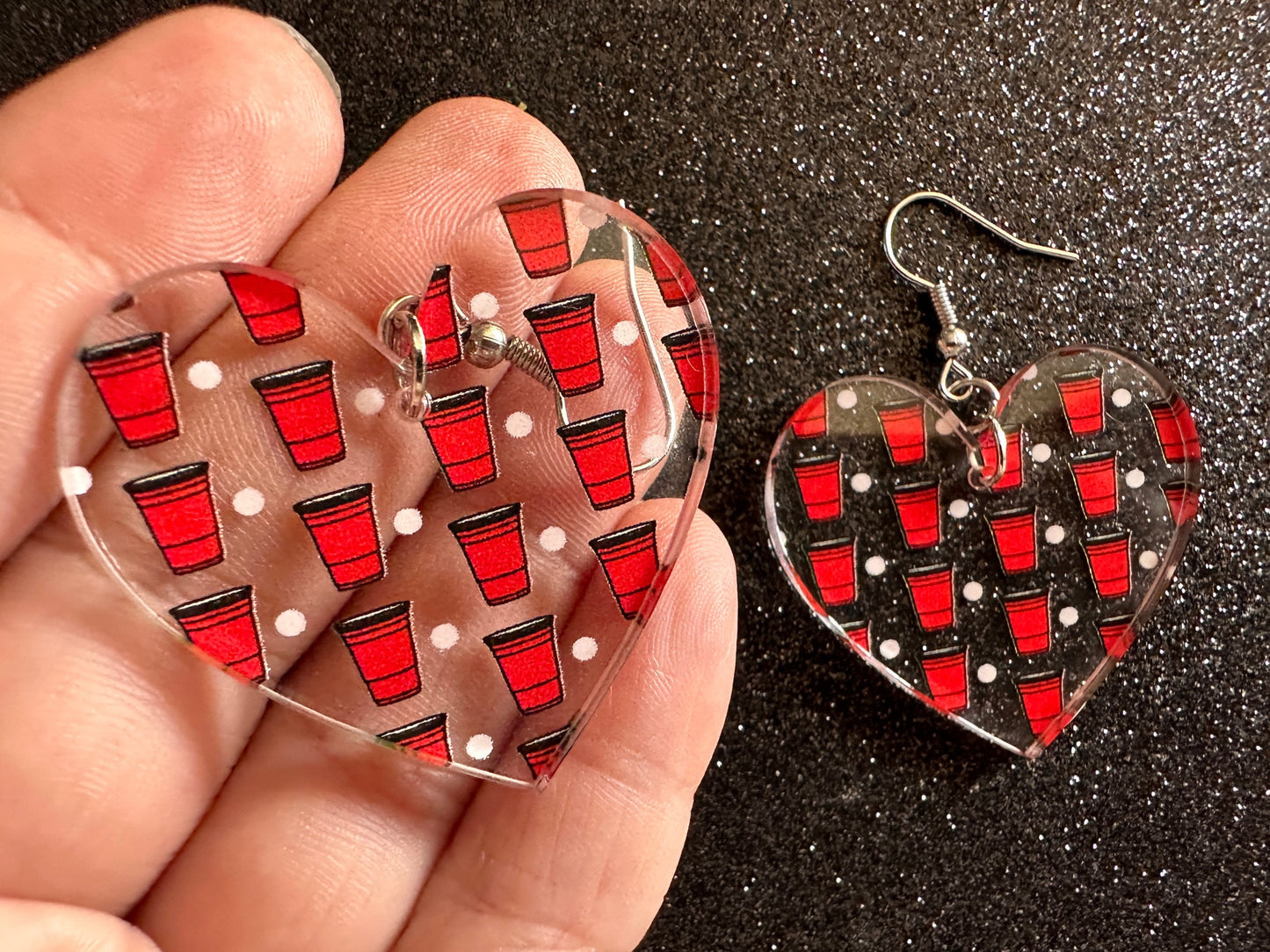 Beer Pong Earrings: Laser Cut Acrylic Solo Cups & Ping Pong Balls, Party Sports, College, Drinking Game, Fun, Best Gifts for Her/Him/Them