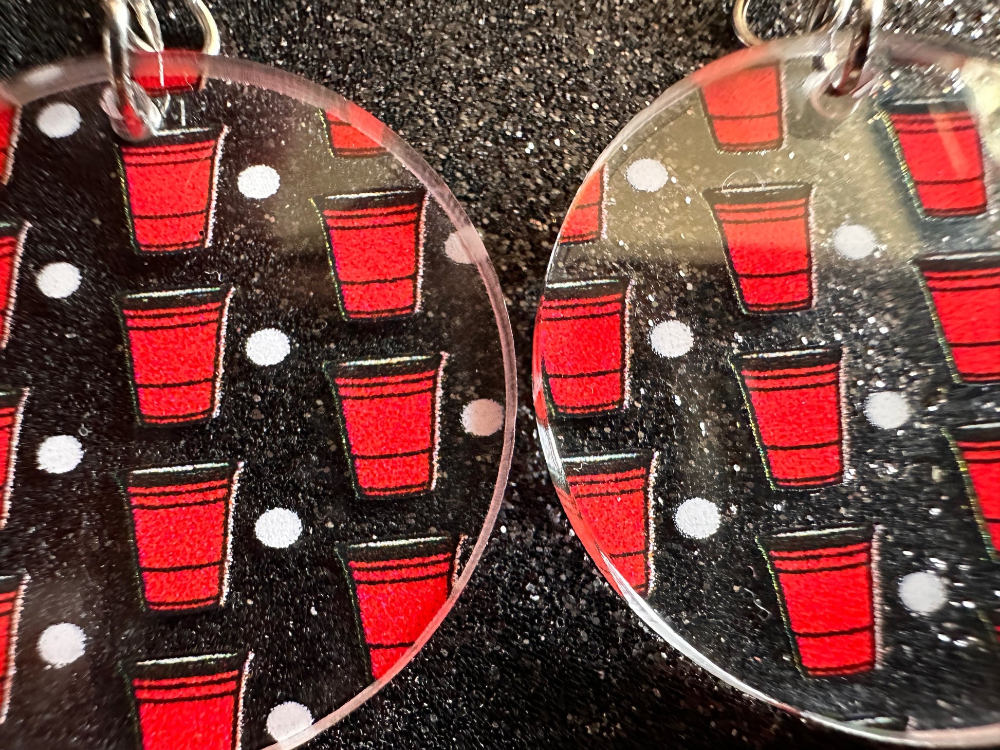 Beer Pong Earrings: Laser Cut Acrylic Solo Cups & Ping Pong Balls, Party Sports, College, Drinking Game, Fun, Best Gifts for Her/Him/Them