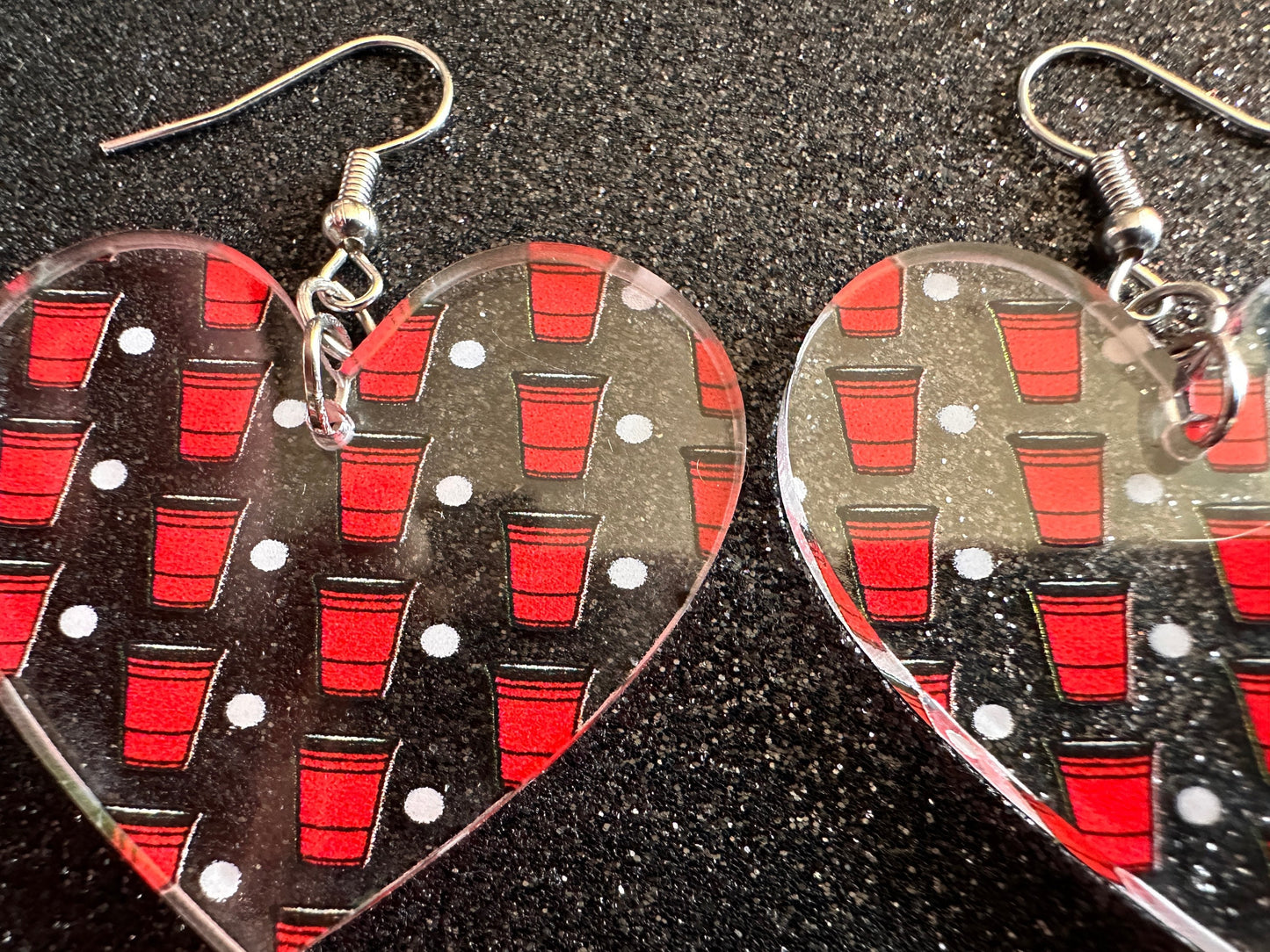Beer Pong Earrings: Laser Cut Acrylic Solo Cups & Ping Pong Balls, Party Sports, College, Drinking Game, Fun, Best Gifts for Her/Him/Them