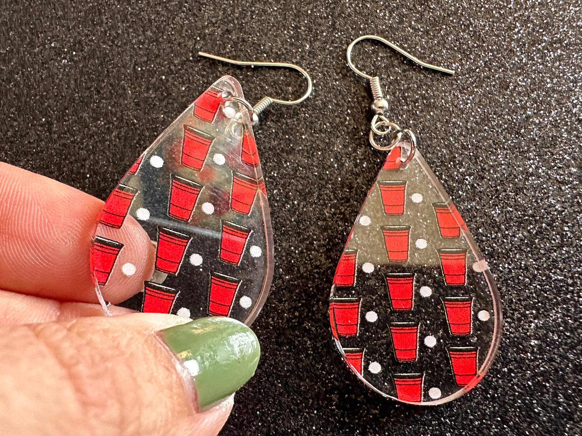 Beer Pong Earrings: Laser Cut Acrylic Solo Cups & Ping Pong Balls, Party Sports, College, Drinking Game, Fun, Best Gifts for Her/Him/Them