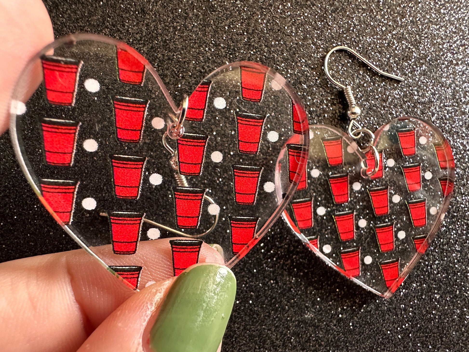Beer Pong Earrings: Laser Cut Acrylic Solo Cups & Ping Pong Balls, Party Sports, College, Drinking Game, Fun, Best Gifts for Her/Him/Them