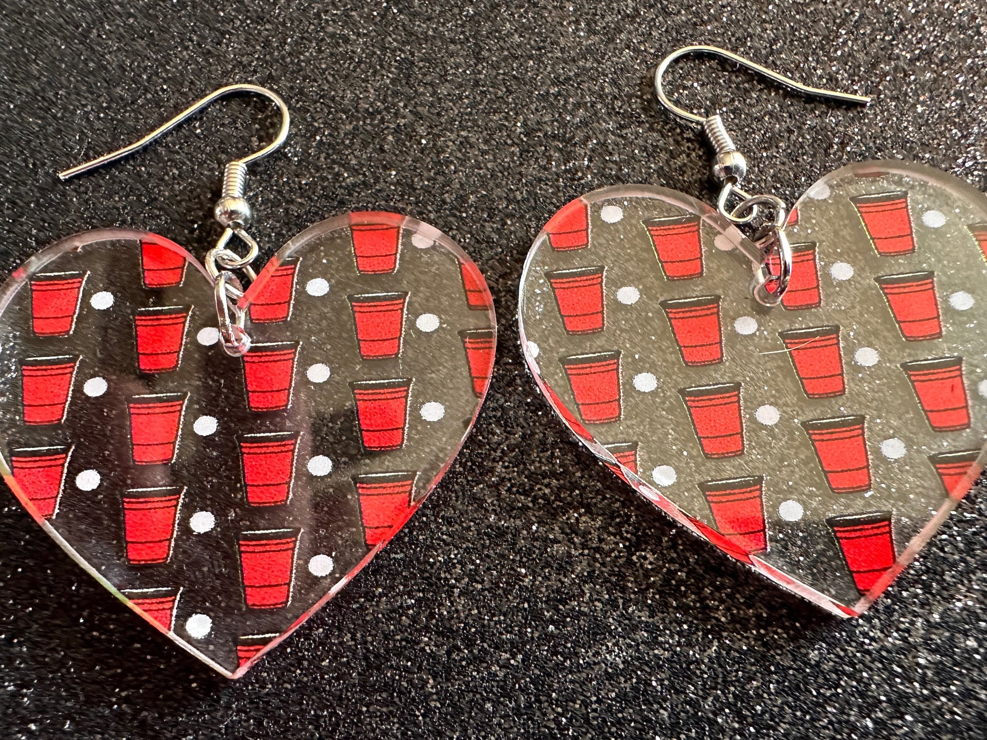 Beer Pong Earrings: Laser Cut Acrylic Solo Cups & Ping Pong Balls, Party Sports, College, Drinking Game, Fun, Best Gifts for Her/Him/Them
