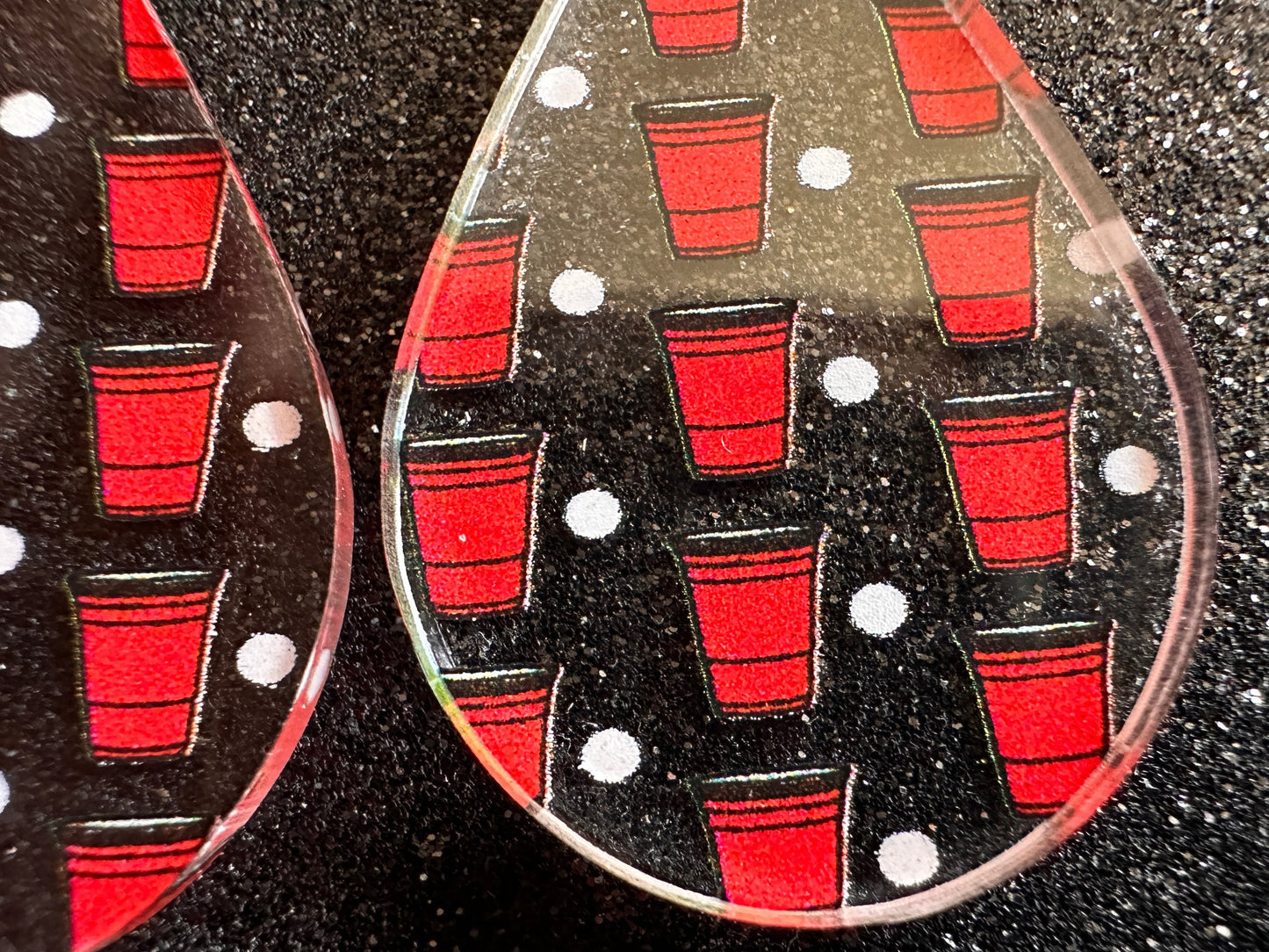 Beer Pong Earrings: Laser Cut Acrylic Solo Cups & Ping Pong Balls, Party Sports, College, Drinking Game, Fun, Best Gifts for Her/Him/Them