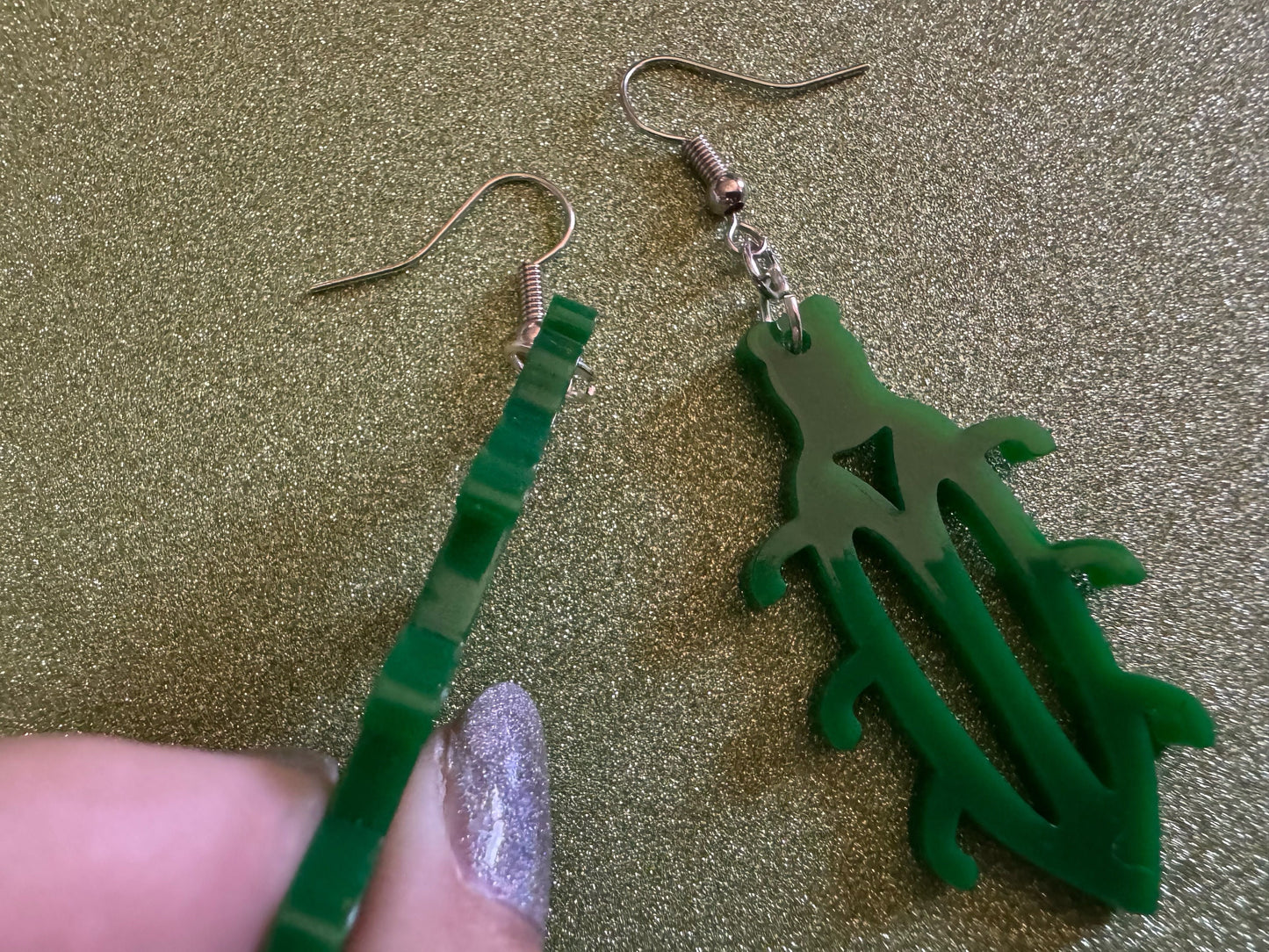 Beetle Earrings: Laser Cut Acrylic Beetles, Green Earrings, Bugs, Insects, Entomology, Costume Jewelry, Novelty, Best Gifts for Her/Him/Them