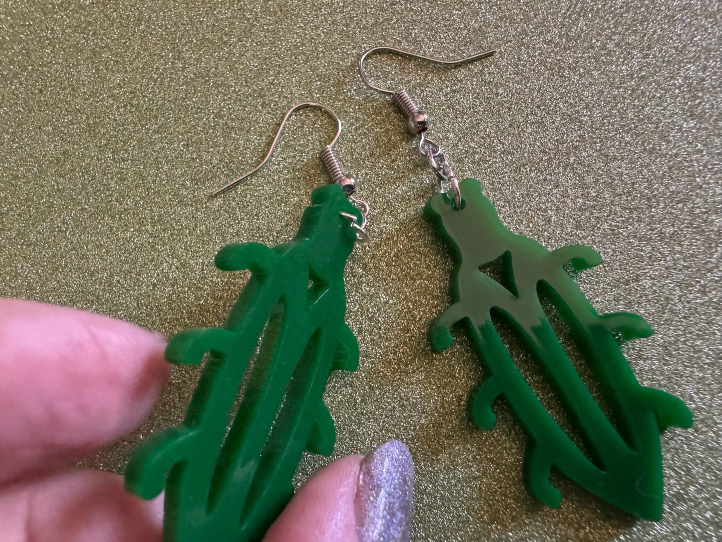 Beetle Earrings: Laser Cut Acrylic Beetles, Green Earrings, Bugs, Insects, Entomology, Costume Jewelry, Novelty, Best Gifts for Her/Him/Them