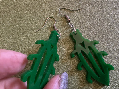 Beetle Earrings: Laser Cut Acrylic Beetles, Green Earrings, Bugs, Insects, Entomology, Costume Jewelry, Novelty, Best Gifts for Her/Him/Them