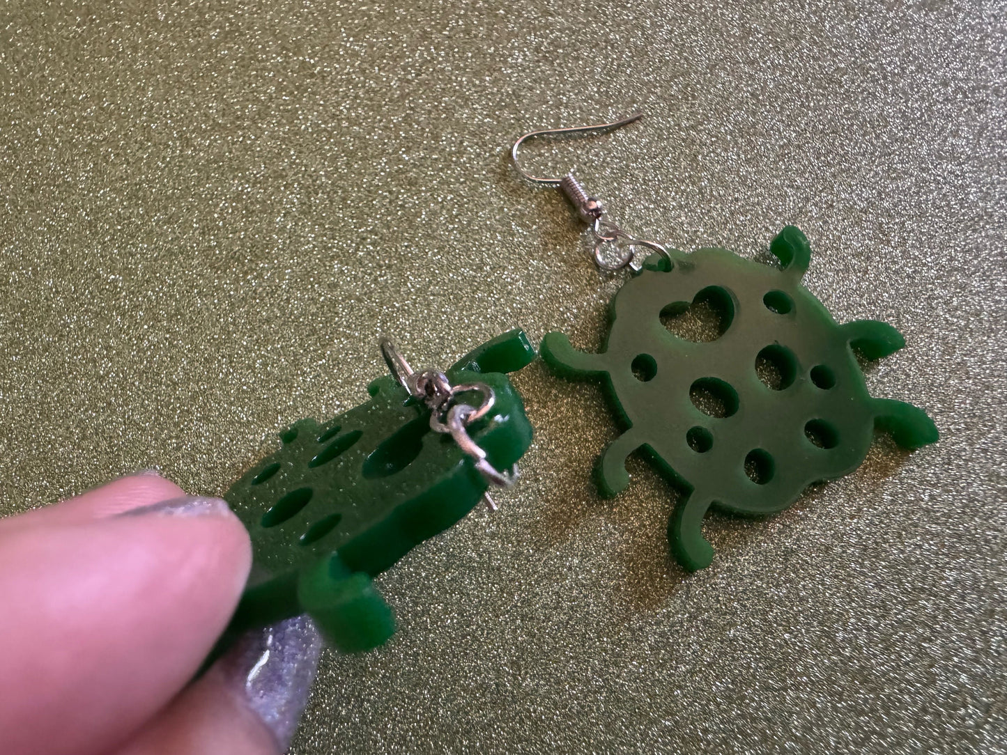 Beetle Earrings: Laser Cut Acrylic Beetles, Green Earrings, Bugs, Insects, Entomology, Costume Jewelry, Novelty, Best Gifts for Her/Him/Them